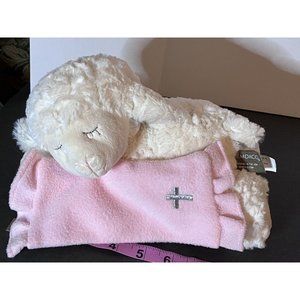 Demdaco Plush Lamb with Pink Blanket Plays Now I Lay Me Down to Sleep  EUC 2019